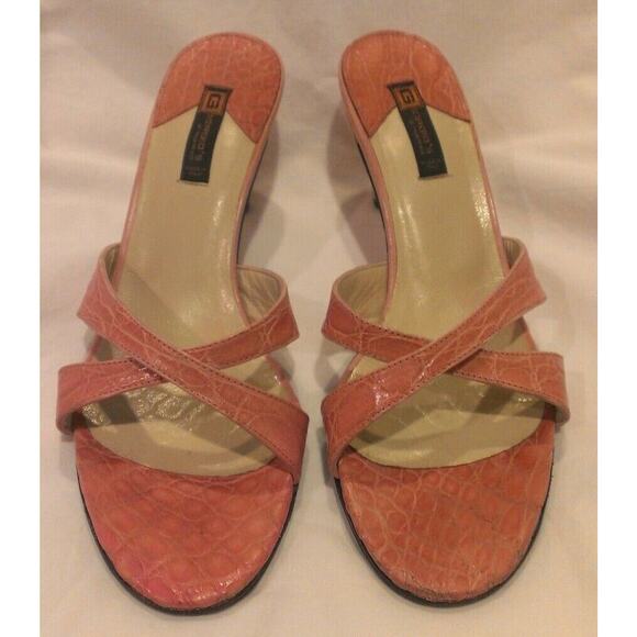 Giorgio's of Palm Beach Pink Alligator Strappy Heels Shoes size 8M - Picture 2 of 7